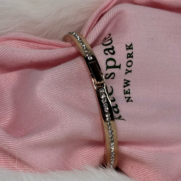 Kate Spade “ring it up” rose gold and rhinestone paved bangle. Hinged  bangle - Picture 3 of 9